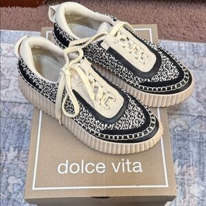 Stylish Black and Cream Sneakers